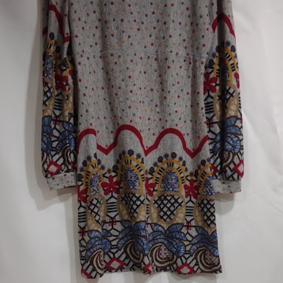 ARYEH KNIT BOHO VINTAGE HIPPIE PEASANT DRESS FESTIVE HOLIDAY SCOOP NECK, SIZE L - Picture 9 of 16